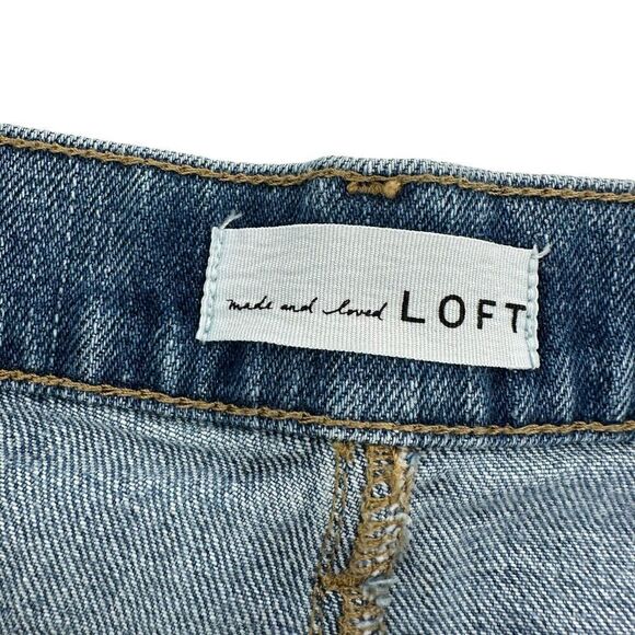 LOFT Jean Shorts Stretch Denim Size 8 29 In Waist Mid Rise Boho Striping Blue - Picture 3 of 6